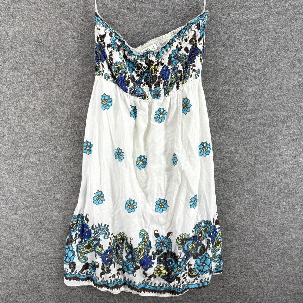 Cato Dress Women M Medium White Floral Sheath Midi Strapless Cotton Casual
